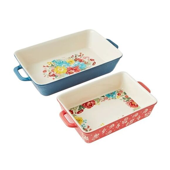 🦋 New Pioneer Woman Fancy Flourish 2 Rectangular Bakers - Picture 3 of 5